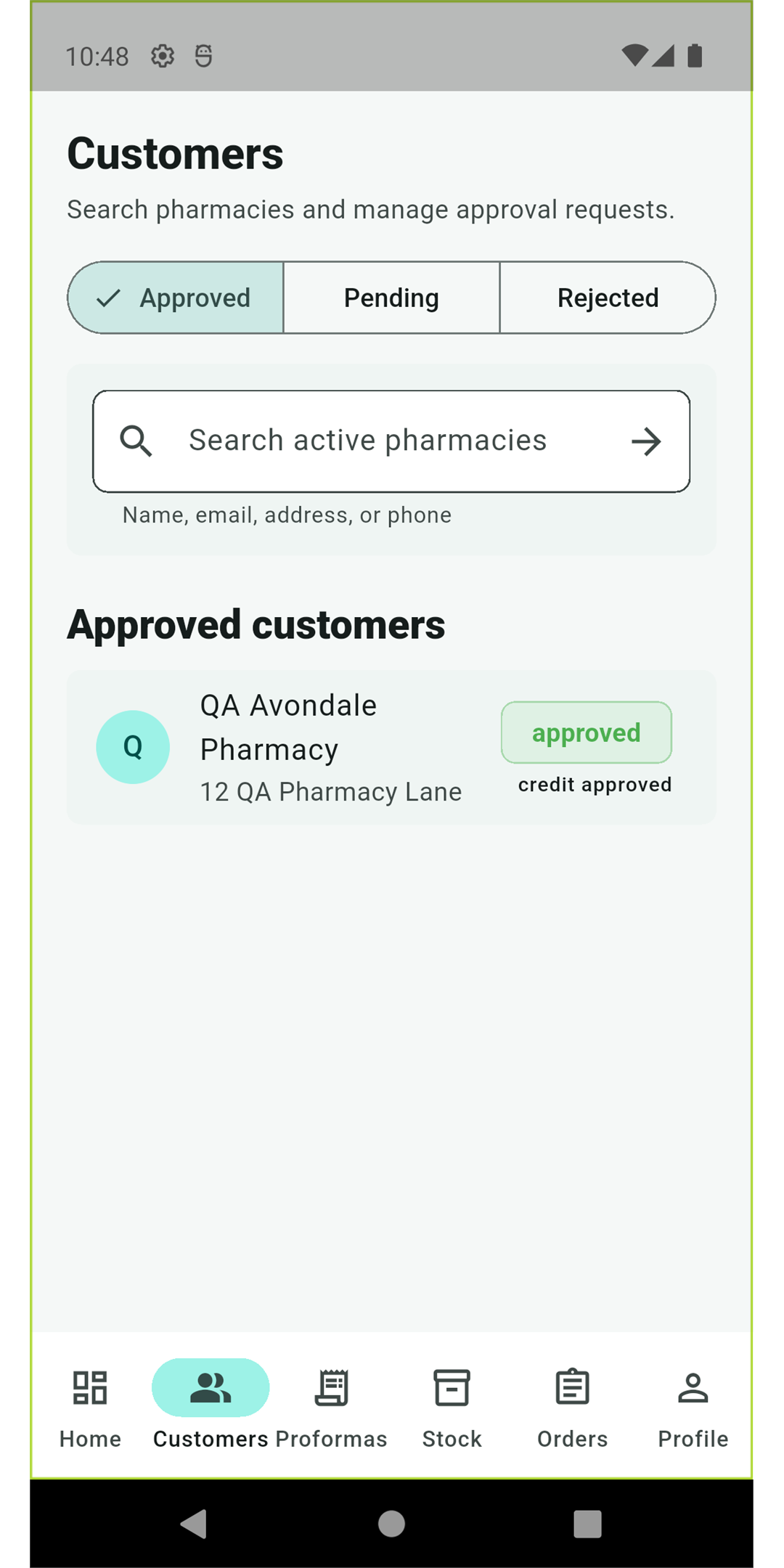 Approved MushongaGo customer workspace on an Android phone